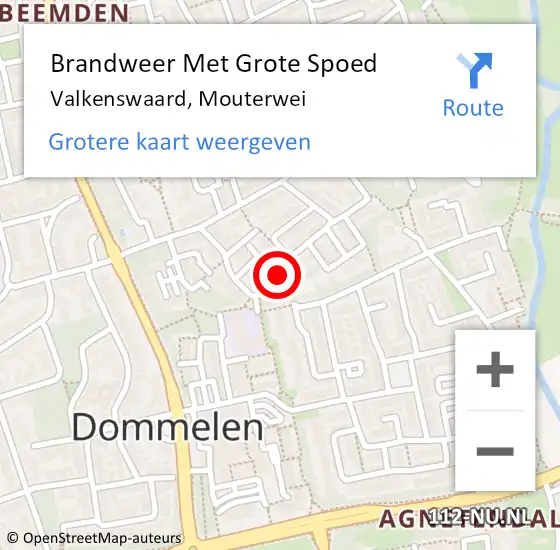 Locatie op kaart van de 112 melding: Brandweer Met Grote Spoed Naar Valkenswaard, Mouterwei op 18 september 2021 03:51