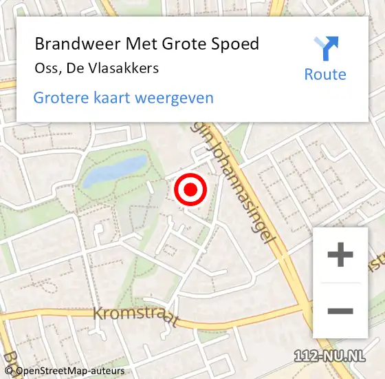 Locatie op kaart van de 112 melding: Brandweer Met Grote Spoed Naar Oss, De Vlasakkers op 18 september 2021 04:08