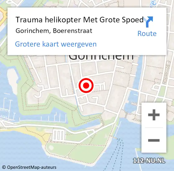 Locatie op kaart van de 112 melding: Trauma helikopter Met Grote Spoed Naar Gorinchem, Boerenstraat op 18 september 2021 05:13