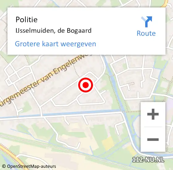 Locatie op kaart van de 112 melding: Politie IJsselmuiden, de Bogaard op 18 september 2021 06:27
