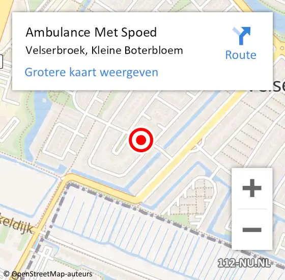 Locatie op kaart van de 112 melding: Ambulance Met Spoed Naar Velserbroek, Kleine Boterbloem op 18 september 2021 06:48