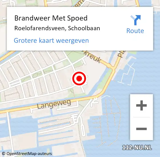 Locatie op kaart van de 112 melding: Brandweer Met Spoed Naar Roelofarendsveen, Schoolbaan op 23 juni 2014 11:49