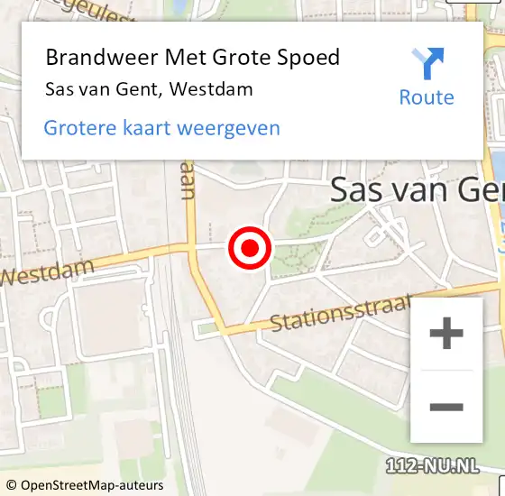 Locatie op kaart van de 112 melding: Brandweer Met Grote Spoed Naar Sas van Gent, Westdam op 18 september 2021 07:47