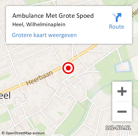 Locatie op kaart van de 112 melding: Ambulance Met Grote Spoed Naar Heel, Wilhelminaplein op 18 september 2021 08:03