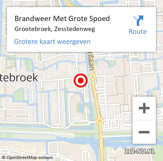 Locatie op kaart van de 112 melding: Brandweer Met Grote Spoed Naar Grootebroek, Zesstedenweg op 18 september 2021 08:22