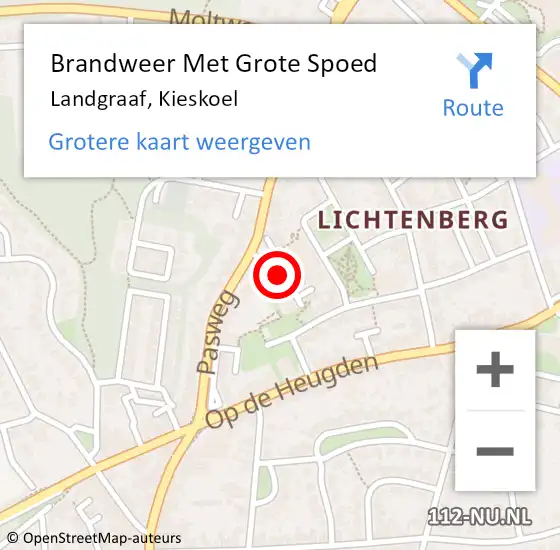 Locatie op kaart van de 112 melding: Brandweer Met Grote Spoed Naar Landgraaf, Kieskoel op 18 september 2021 08:52