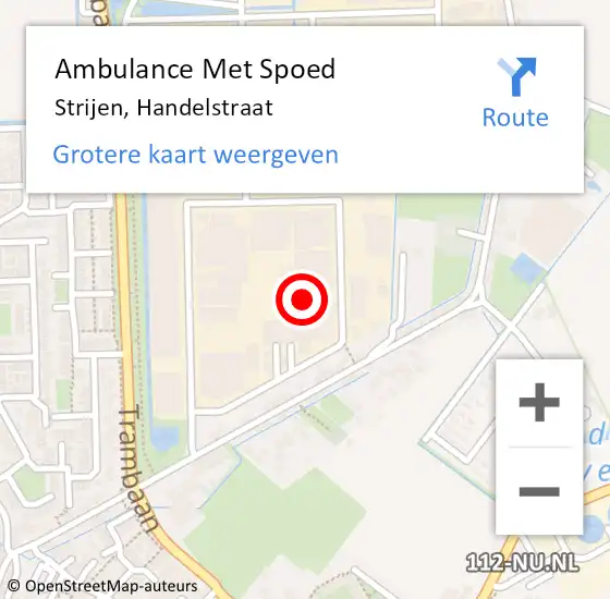 Locatie op kaart van de 112 melding: Ambulance Met Spoed Naar Strijen, Handelstraat op 18 september 2021 08:53