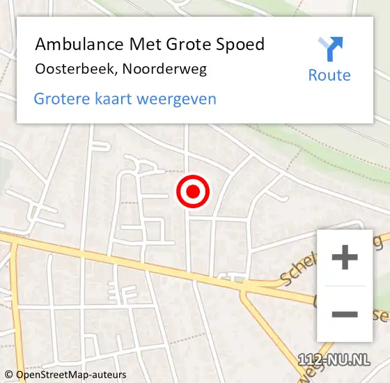 Locatie op kaart van de 112 melding: Ambulance Met Grote Spoed Naar Oosterbeek, Noorderweg op 18 september 2021 08:57