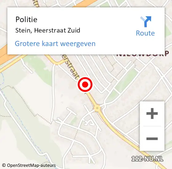 Locatie op kaart van de 112 melding: Politie Stein, Heerstraat Zuid op 18 september 2021 09:19