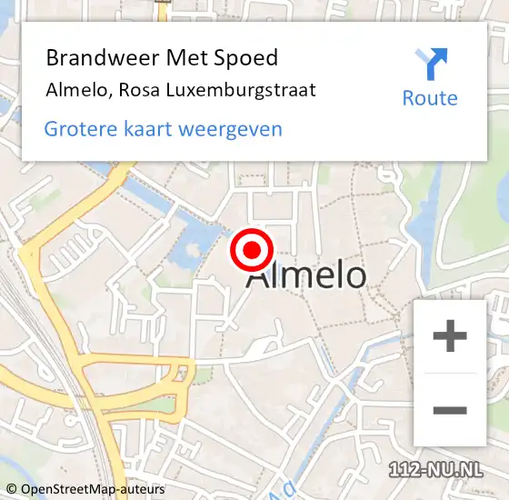 Locatie op kaart van de 112 melding: Brandweer Met Spoed Naar Almelo, Rosa Luxemburgstraat op 18 september 2021 09:38