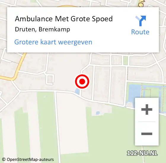 Locatie op kaart van de 112 melding: Ambulance Met Grote Spoed Naar Druten, Bremkamp op 18 september 2021 09:42