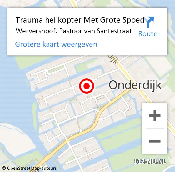 Locatie op kaart van de 112 melding: Trauma helikopter Met Grote Spoed Naar Wervershoof, Pastoor van Santestraat op 18 september 2021 09:48