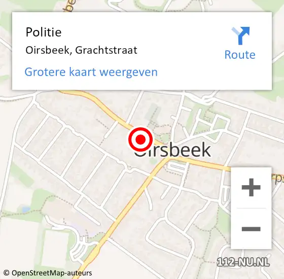 Locatie op kaart van de 112 melding: Politie Oirsbeek, Grachtstraat op 18 september 2021 10:26