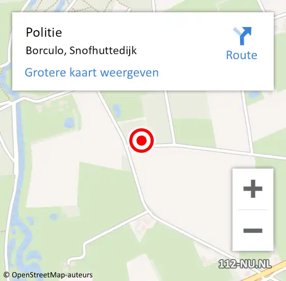 Locatie op kaart van de 112 melding: Politie Borculo, Snofhuttedijk op 18 september 2021 10:41