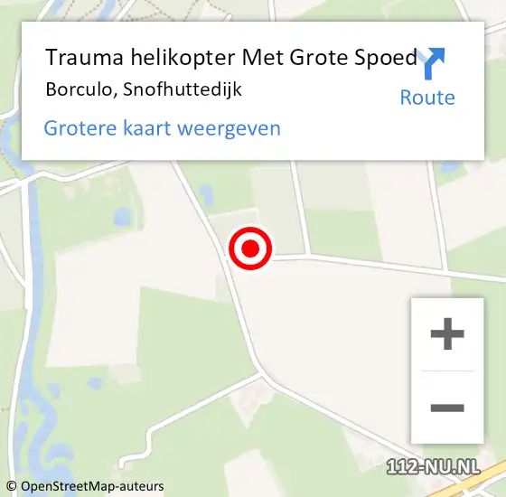 Locatie op kaart van de 112 melding: Trauma helikopter Met Grote Spoed Naar Borculo, Snofhuttedijk op 18 september 2021 10:43