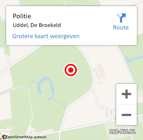 Locatie op kaart van de 112 melding: Politie Uddel, De Broekeld op 18 september 2021 11:36