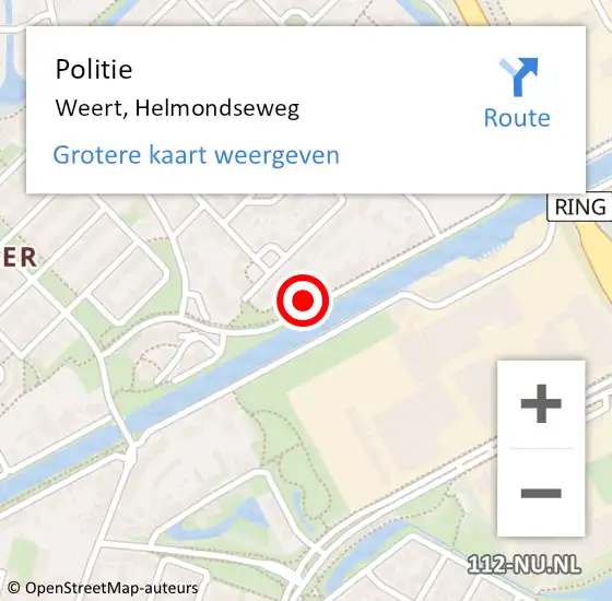 Locatie op kaart van de 112 melding: Politie Weert, Helmondseweg op 18 september 2021 11:39