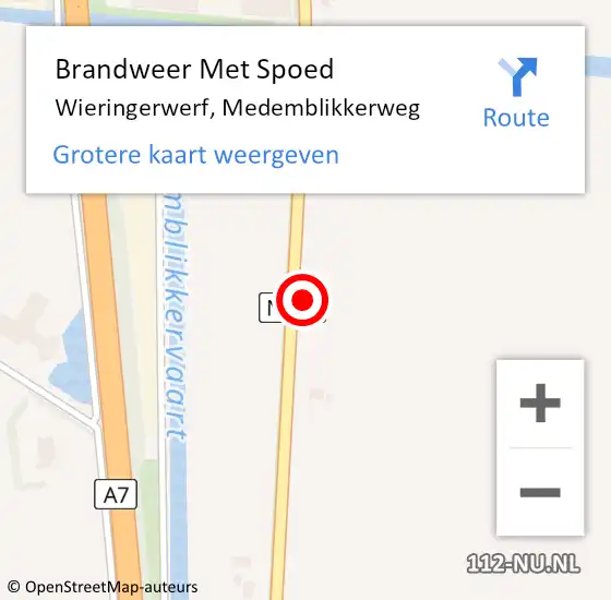 Locatie op kaart van de 112 melding: Brandweer Met Spoed Naar Wieringerwerf, Medemblikkerweg op 18 september 2021 12:07