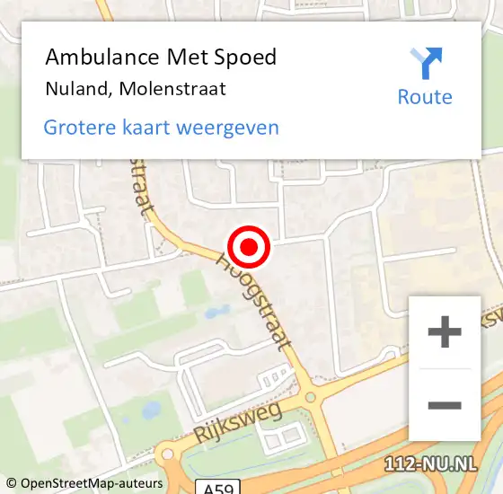 Locatie op kaart van de 112 melding: Ambulance Met Spoed Naar Nuland, Molenstraat op 23 juni 2014 12:13