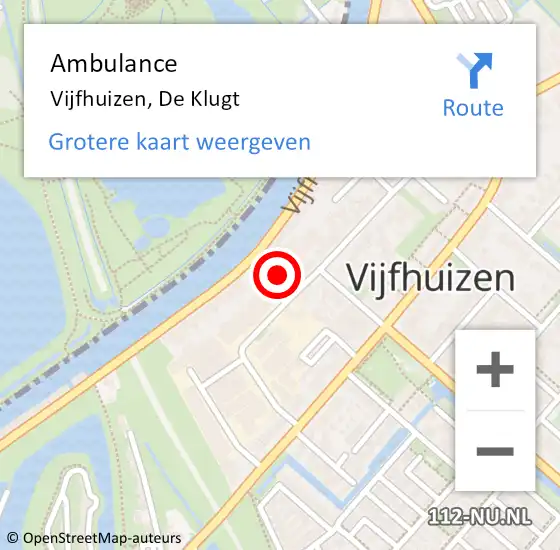 Locatie op kaart van de 112 melding: Ambulance Vijfhuizen, De Klugt op 18 september 2021 12:45