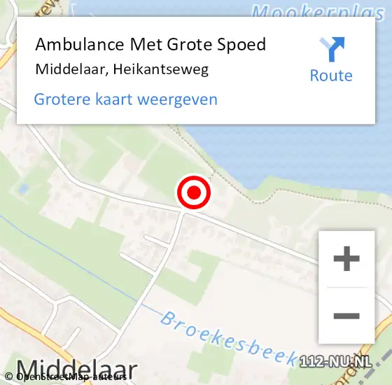 Locatie op kaart van de 112 melding: Ambulance Met Grote Spoed Naar Middelaar, Heikantseweg op 18 september 2021 13:20