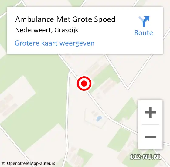 Locatie op kaart van de 112 melding: Ambulance Met Grote Spoed Naar Nederweert, Grasdijk op 18 september 2021 13:26