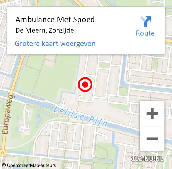 Locatie op kaart van de 112 melding: Ambulance Met Spoed Naar De Meern, Zonzijde op 23 juni 2014 12:19