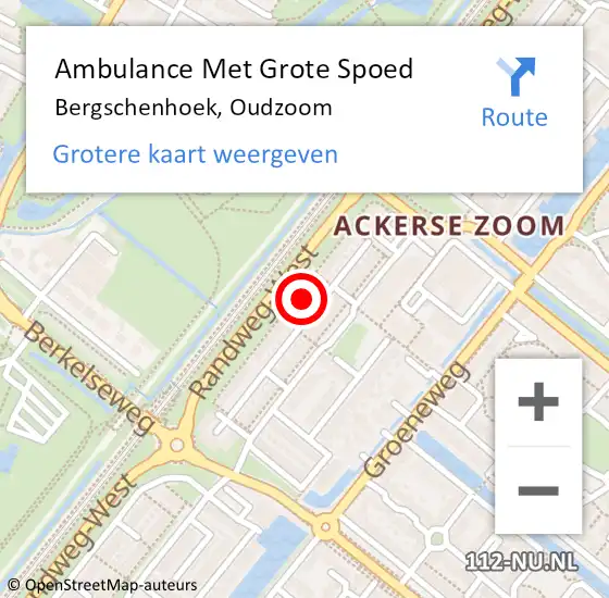 Locatie op kaart van de 112 melding: Ambulance Met Grote Spoed Naar Bergschenhoek, Oudzoom op 18 september 2021 13:47