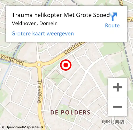 Locatie op kaart van de 112 melding: Trauma helikopter Met Grote Spoed Naar Veldhoven, Domein op 18 september 2021 13:49