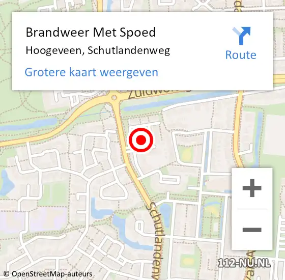 Locatie op kaart van de 112 melding: Brandweer Met Spoed Naar Hoogeveen, Schutlandenweg op 18 september 2021 13:56