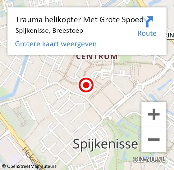 Locatie op kaart van de 112 melding: Trauma helikopter Met Grote Spoed Naar Spijkenisse, Breestoep op 18 september 2021 14:05