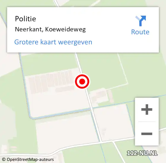 Locatie op kaart van de 112 melding: Politie Neerkant, Koeweideweg op 18 september 2021 14:11