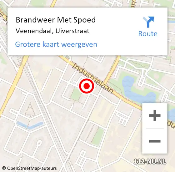 Locatie op kaart van de 112 melding: Brandweer Met Spoed Naar Veenendaal, Uiverstraat op 18 september 2021 14:25