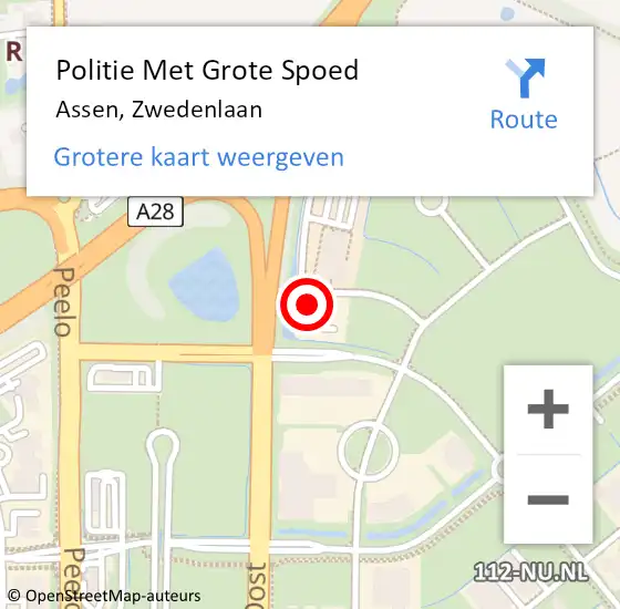 Locatie op kaart van de 112 melding: Politie Met Grote Spoed Naar Assen, Zwedenlaan op 18 september 2021 14:26