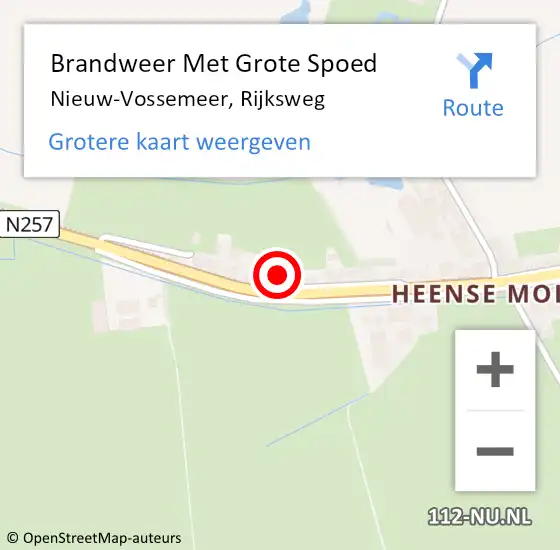 Locatie op kaart van de 112 melding: Brandweer Met Grote Spoed Naar Nieuw-Vossemeer, Rijksweg op 18 september 2021 14:26