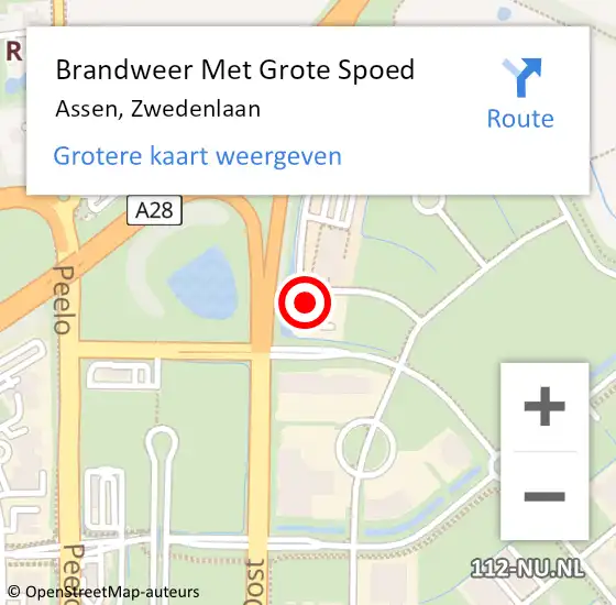 Locatie op kaart van de 112 melding: Brandweer Met Grote Spoed Naar Assen, Zwedenlaan op 18 september 2021 14:35