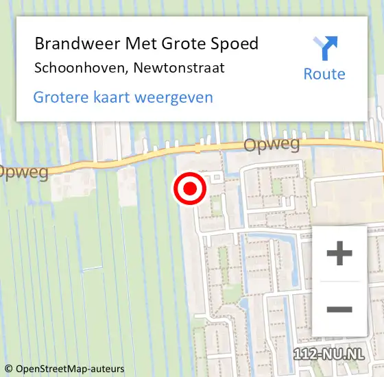 Locatie op kaart van de 112 melding: Brandweer Met Grote Spoed Naar Schoonhoven, Newtonstraat op 18 september 2021 14:36