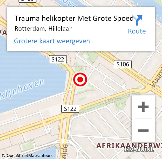 Locatie op kaart van de 112 melding: Trauma helikopter Met Grote Spoed Naar Rotterdam, Hillelaan op 18 september 2021 14:37