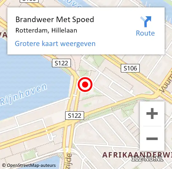 Locatie op kaart van de 112 melding: Brandweer Met Spoed Naar Rotterdam, Hillelaan op 18 september 2021 14:39