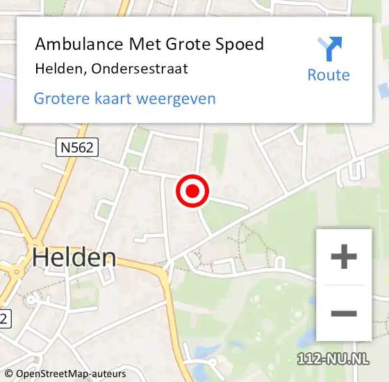 Locatie op kaart van de 112 melding: Ambulance Met Grote Spoed Naar Helden, Ondersestraat op 18 september 2021 14:39