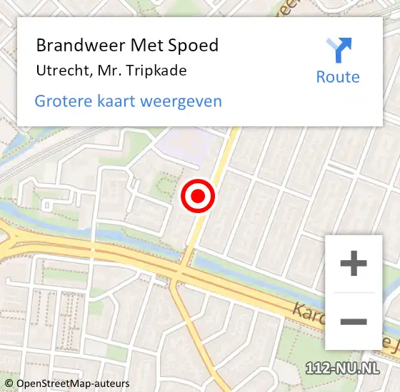 Locatie op kaart van de 112 melding: Brandweer Met Spoed Naar Utrecht, Mr. Tripkade op 18 september 2021 14:44