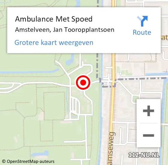 Locatie op kaart van de 112 melding: Ambulance Met Spoed Naar Amstelveen, Jan Tooropplantsoen op 18 september 2021 14:49