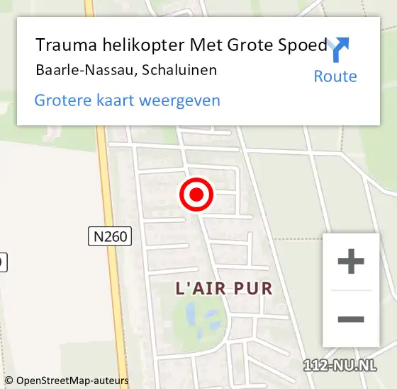 Locatie op kaart van de 112 melding: Trauma helikopter Met Grote Spoed Naar Baarle-Nassau, Schaluinen op 18 september 2021 14:54