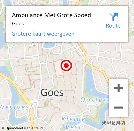 Locatie op kaart van de 112 melding: Ambulance Met Grote Spoed Naar Goes op 18 september 2021 15:00