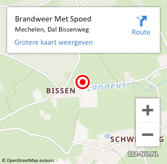 Locatie op kaart van de 112 melding: Brandweer Met Spoed Naar Mechelen, Dal Bissenweg op 18 september 2021 15:07