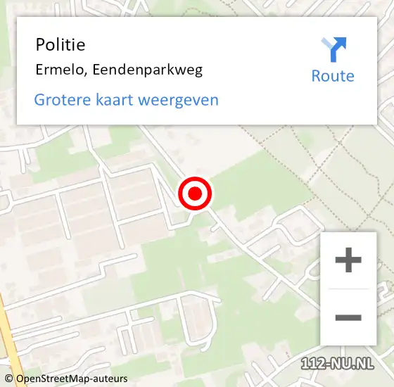 Locatie op kaart van de 112 melding: Politie Ermelo, Eendenparkweg op 18 september 2021 15:29