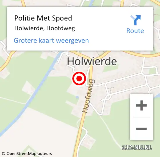 Locatie op kaart van de 112 melding: Politie Met Spoed Naar Holwierde, Hoofdweg op 18 september 2021 15:44