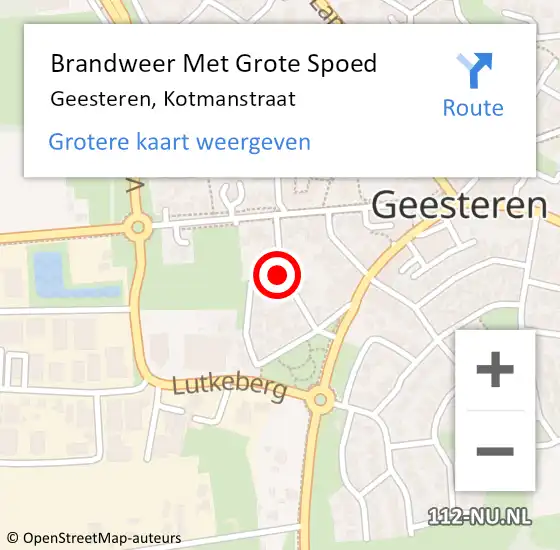 Locatie op kaart van de 112 melding: Brandweer Met Grote Spoed Naar Geesteren, Kotmanstraat op 18 september 2021 15:50