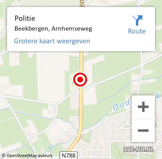 Locatie op kaart van de 112 melding: Politie Beekbergen, Arnhemseweg op 18 september 2021 16:01