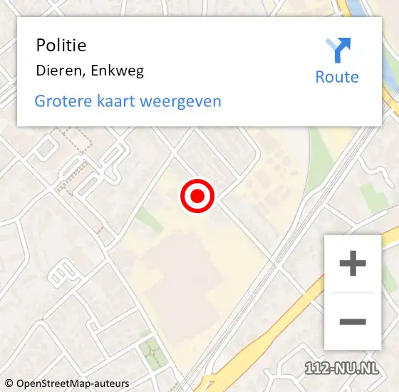 Locatie op kaart van de 112 melding: Politie Dieren, Enkweg op 18 september 2021 16:28